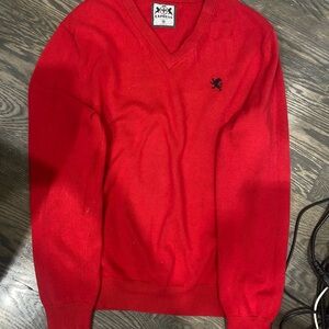 Express Men's Bold Red V-Neck Sweater